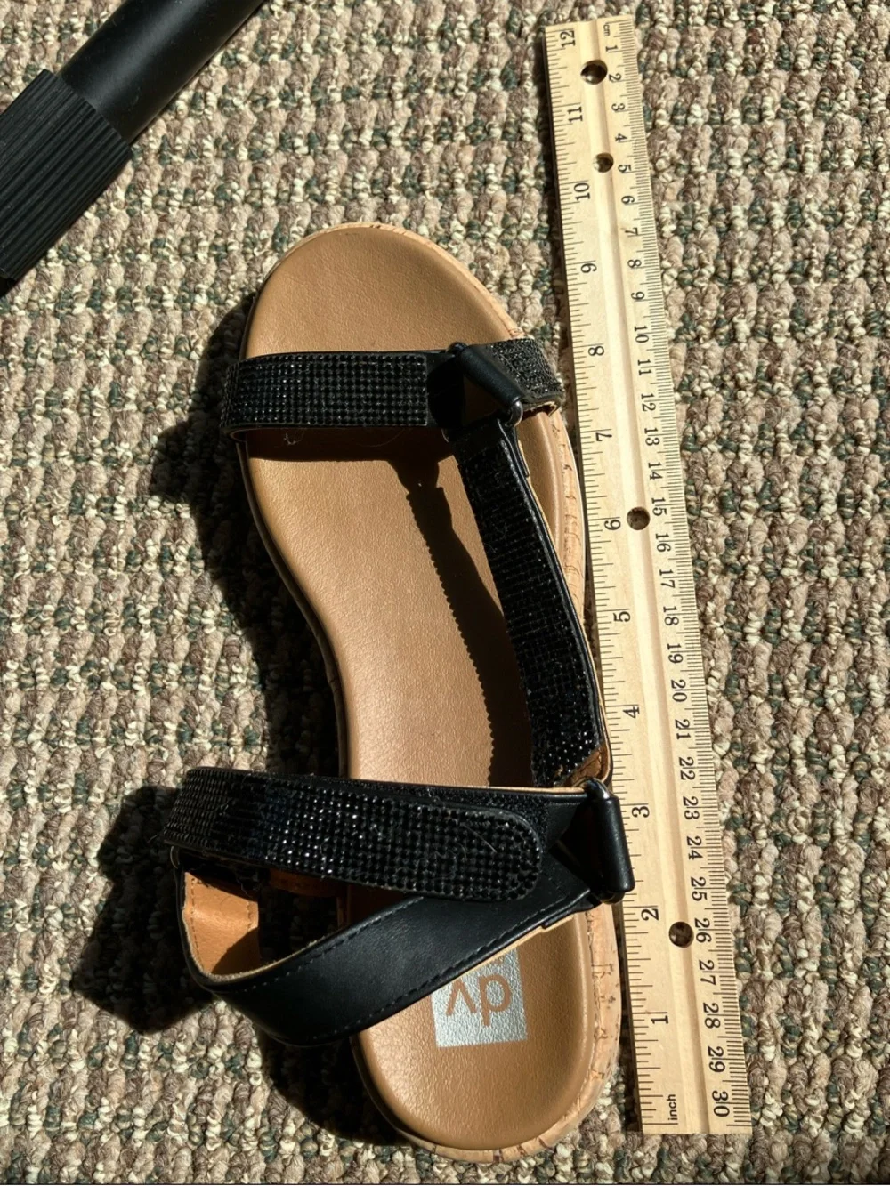 Dolce Vita Girls Black Sparkle Strap Cork-Style Wedge Sandals